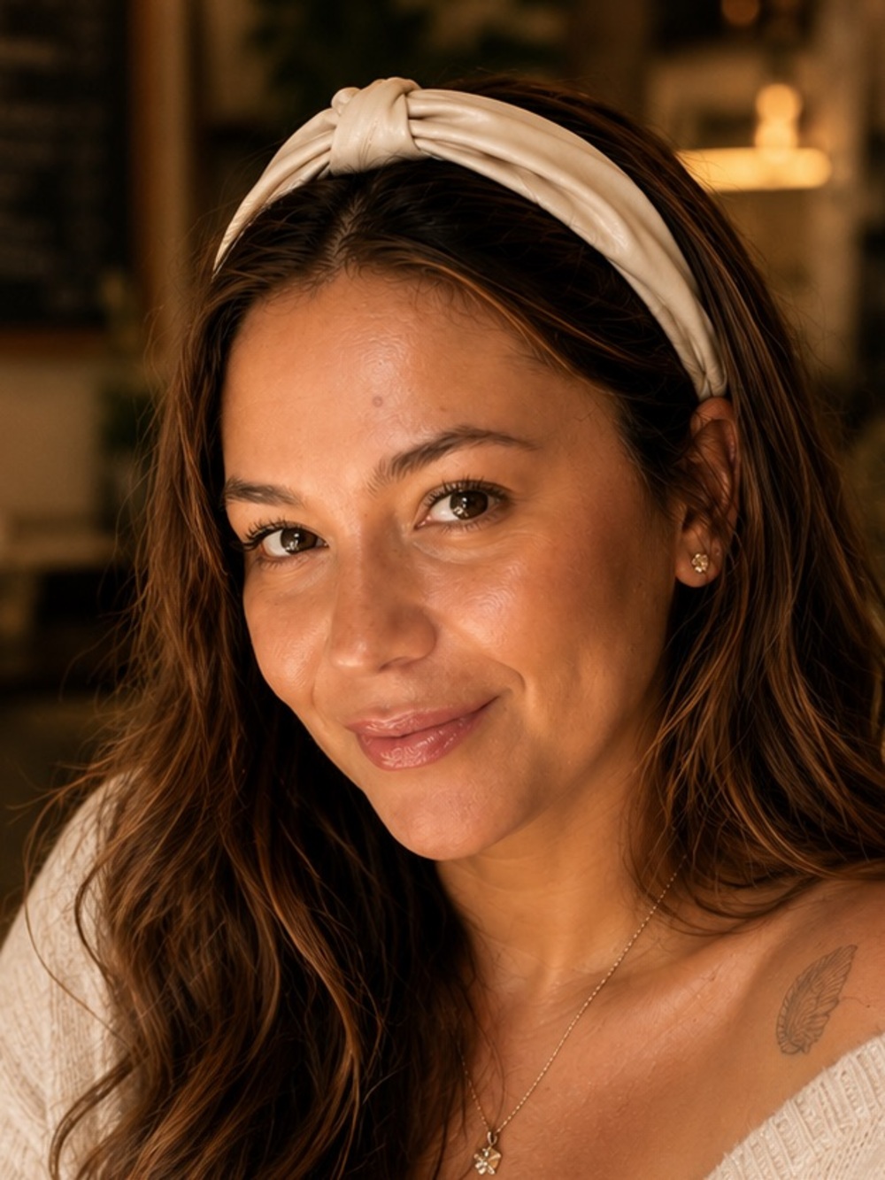 Kristin Ess- NWT Luxe Beige Vegan Leather Knotted Headband